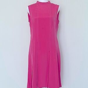 Valentino: Pink Sleeveless Crew Neck Fit & Flare Mini Dress